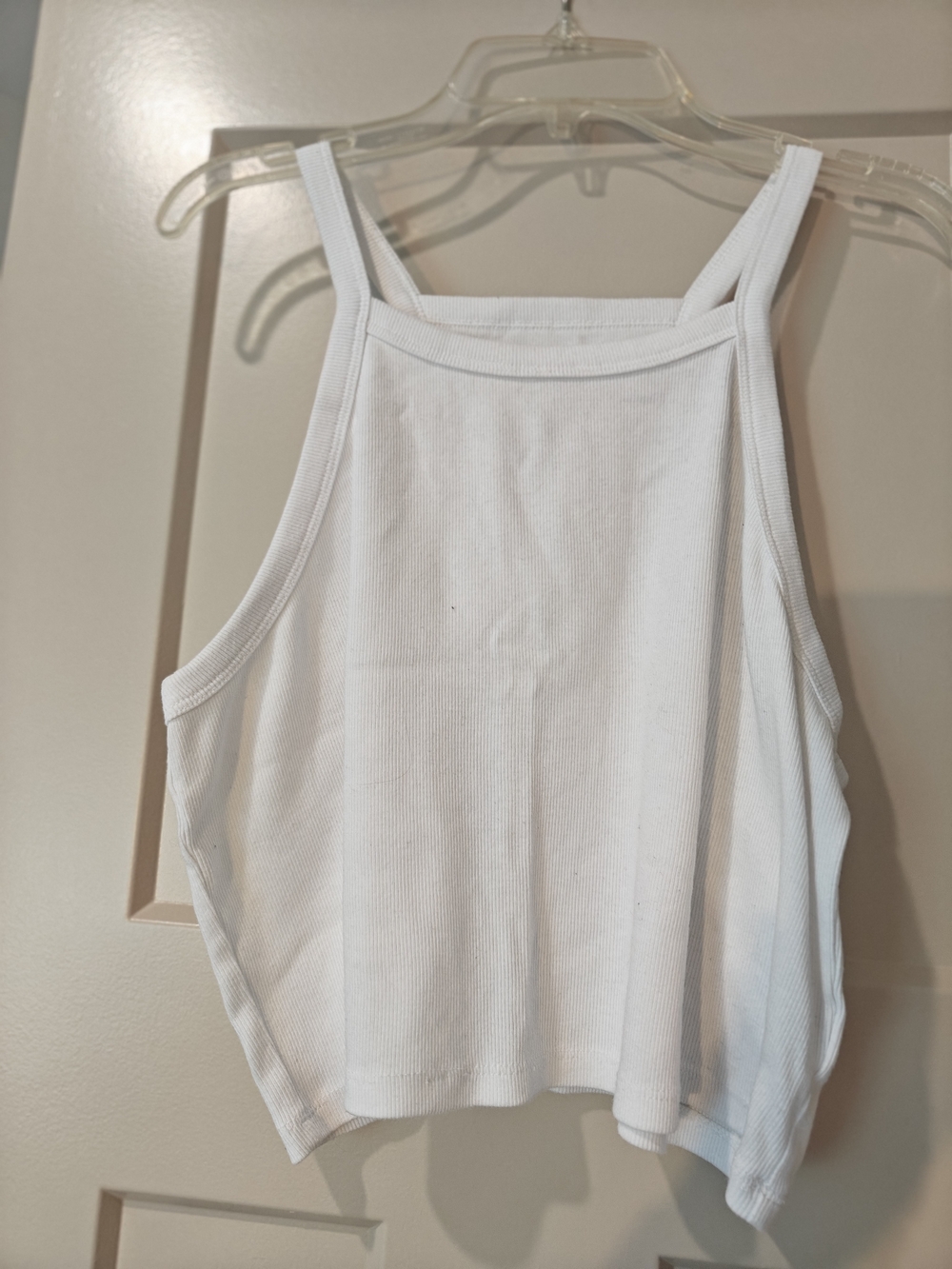 No Boundaries White Ribbed Square-Neck Tank